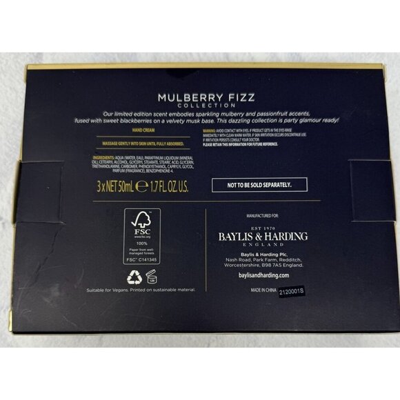 Baylis & Harding Mulberry Fizz Limited Edition Hand Cream Gift Set of Three - Picture 2 of 4